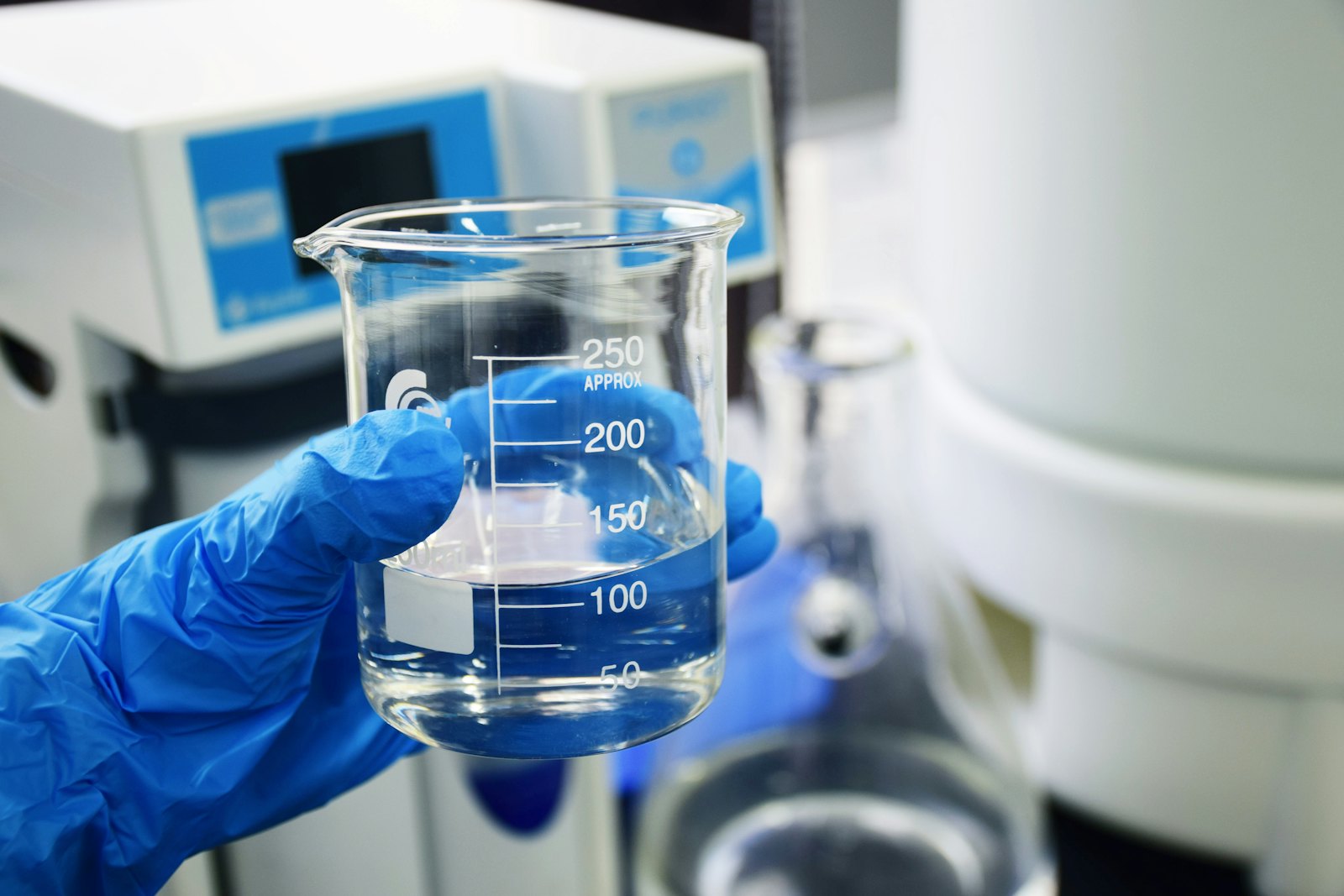 Water sample being tested in a laboratory