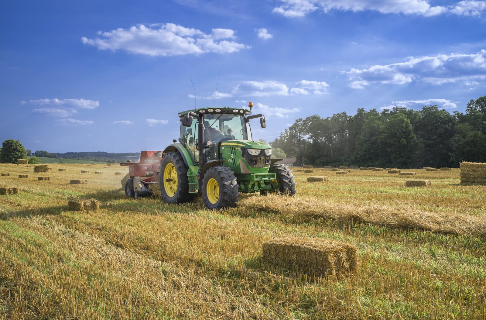 Tractor working a field